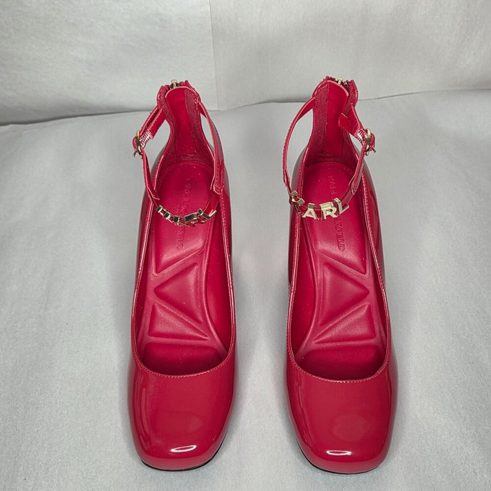 NWOT Karl Lagerfeld Paris Women's Pavla Logo Classic Red Pumps - Picture 2 of 7